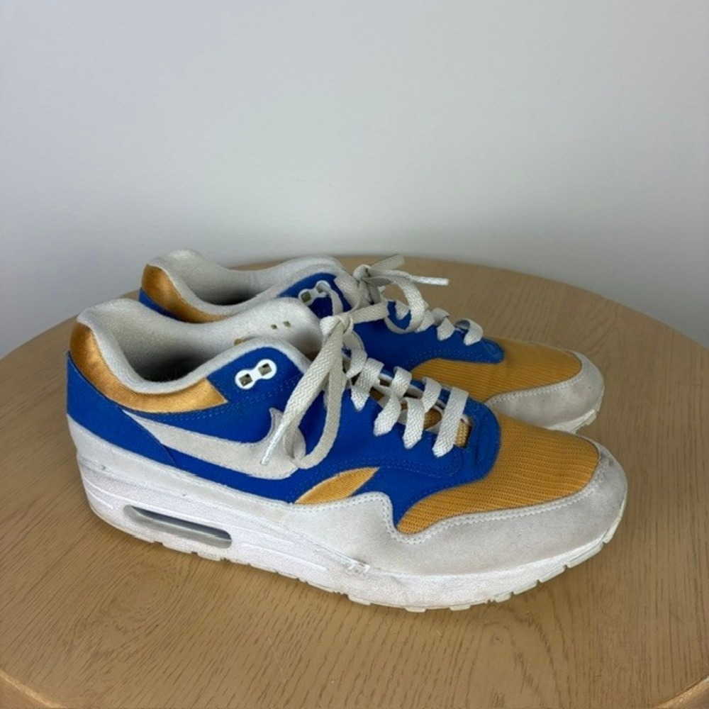 Nike Air Max 1 Blue Mustard Yellow Corduroy Suede Sneakers CN9671-991 Mens 9